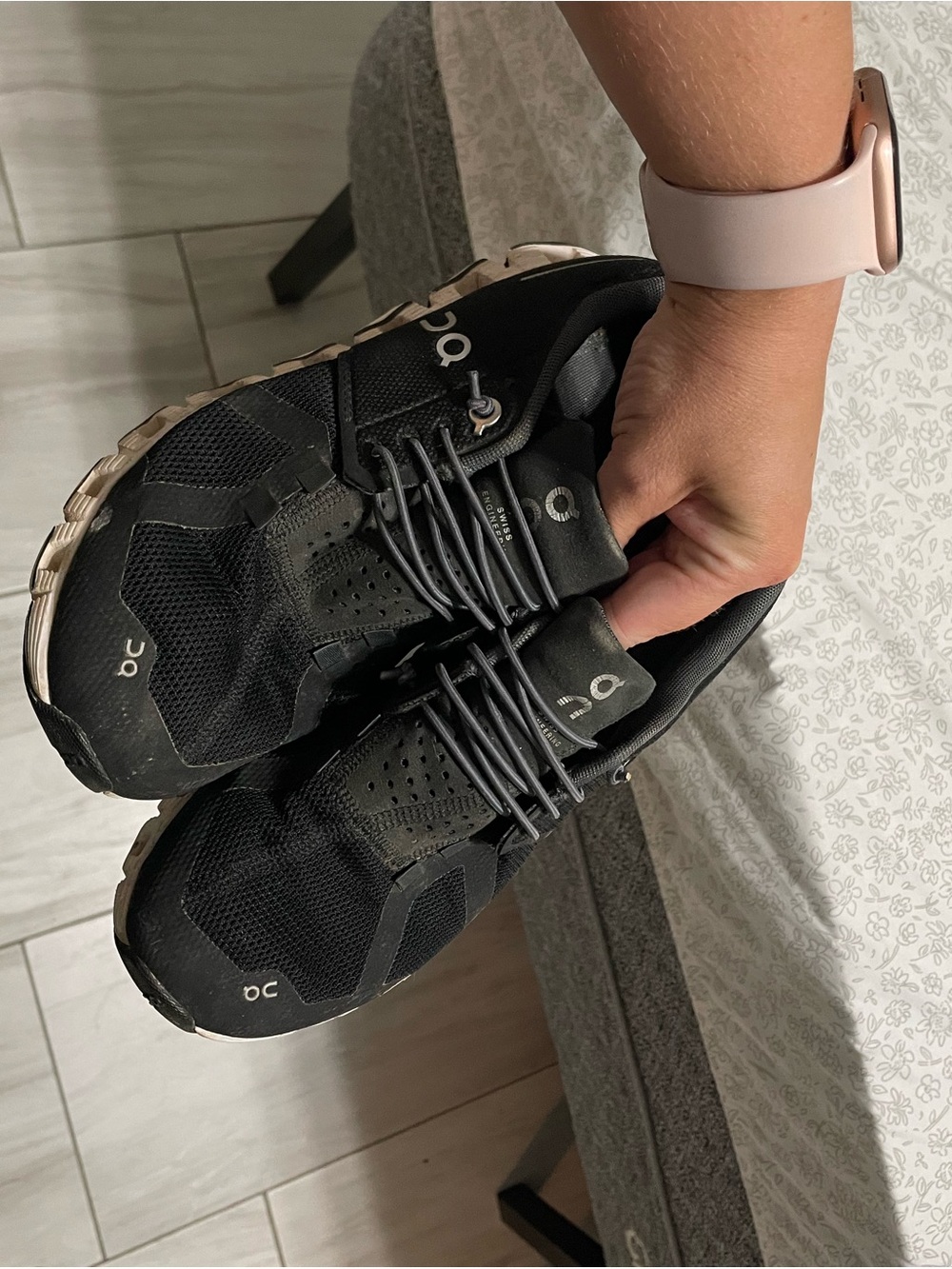 On Running Men’s Cloud Running Shoes - Black with White Sole